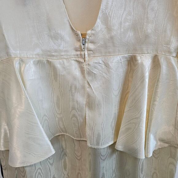 Vintage Peplum Dress Womens Size 6 White Silky 80s Glam Rock Retro Party Mod - Picture 7 of 12